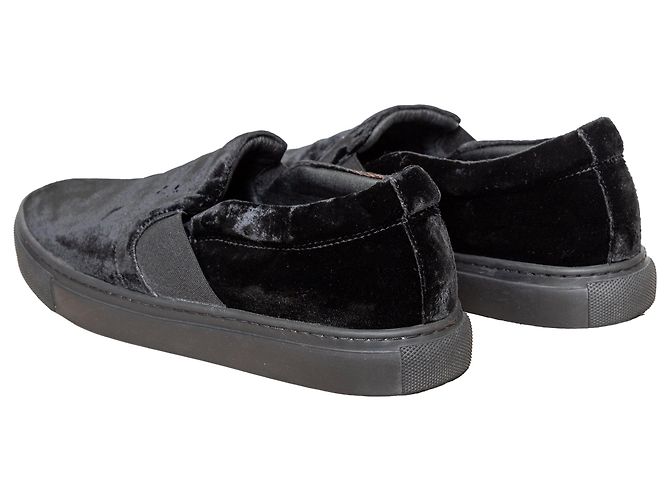 Sneakers slip-on in velluto Lanvin Nero - vista 2