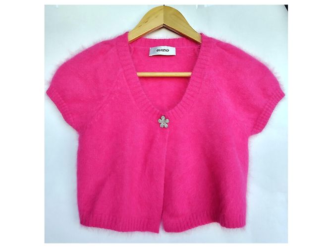 Autre Marque Guizio Fuzzy Mikro-Cardigan Fuchsia Angora Größe S Fuschia - Ansicht 7