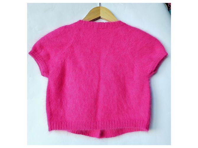 Autre Marque Guizio Fuzzy Mikro-Cardigan Fuchsia Angora Größe S Fuschia - Ansicht 8
