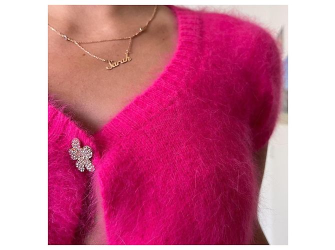 Autre Marque Guizio Fuzzy Mikro-Cardigan Fuchsia Angora Größe S Fuschia - Ansicht 9