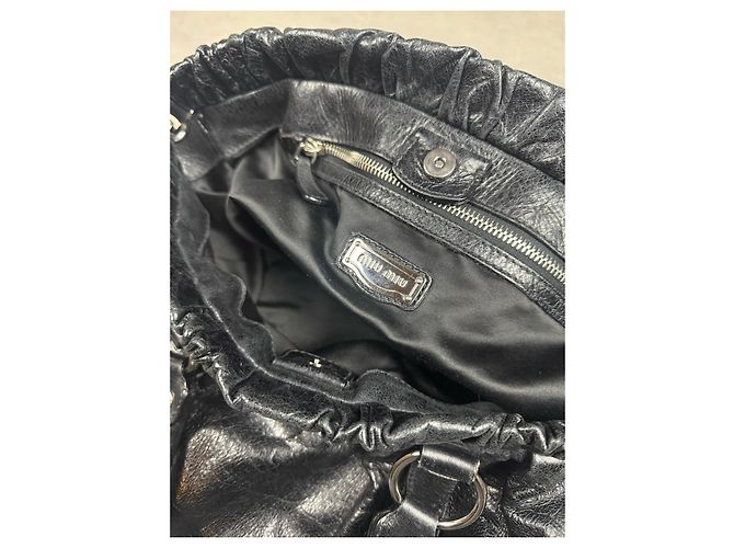 Borsa a Spalla Miu Miu Vitello LUX Nero - vista 12