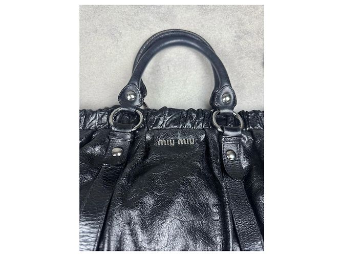 Borsa a Spalla Miu Miu Vitello LUX Nero - vista 4