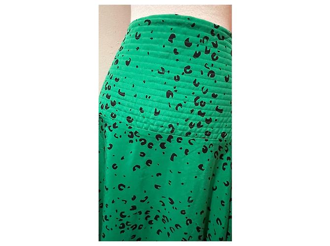Gonna Kenzo in seta nera e verde Nero - vista 4