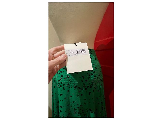 Gonna Kenzo in seta nera e verde Nero - vista 6
