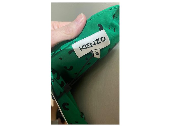 Gonna Kenzo in seta nera e verde Nero - vista 7