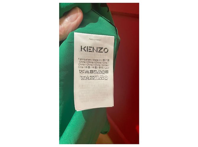 Gonna Kenzo in seta nera e verde Nero - vista 8