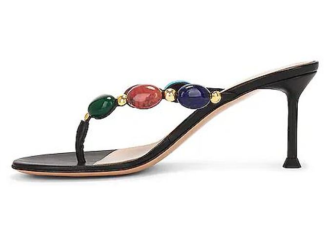 Mules Shanti Thong Gianvito Rossi Pelliccia Nera 38 Nero - vista 3
