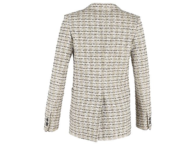 Blazer de un solo botón en tweed de algodón beige de Victoria Beckham - vista 3