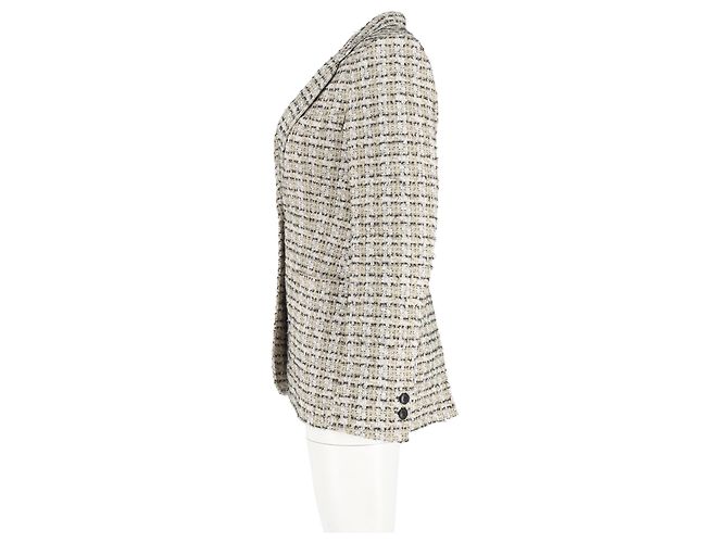 Blazer de un solo botón en tweed de algodón beige de Victoria Beckham - vista 5
