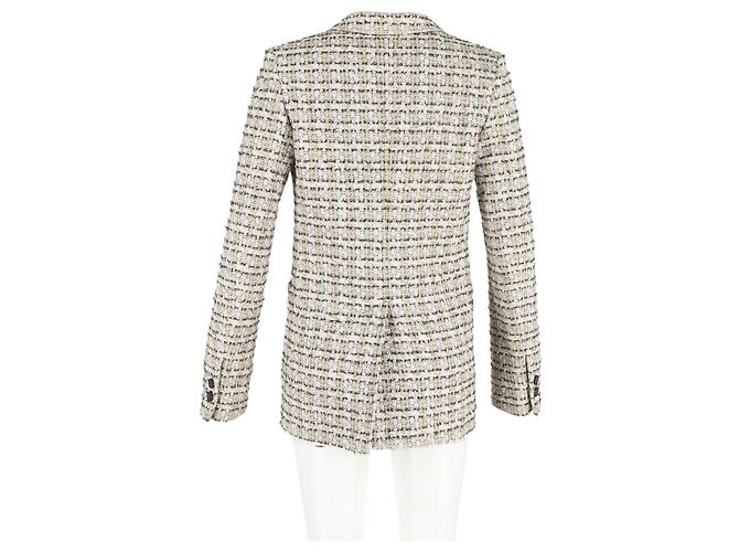 Blazer de un solo botón en tweed de algodón beige de Victoria Beckham - vista 6
