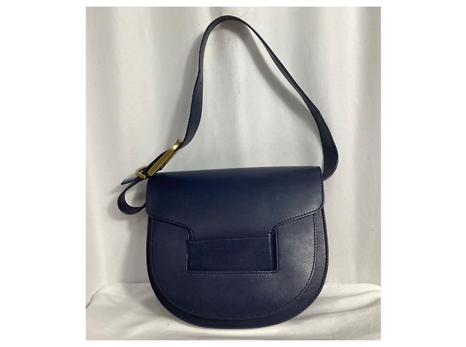Borsa a spalla con patta Tory Burch in pelle blu navy - vista 10