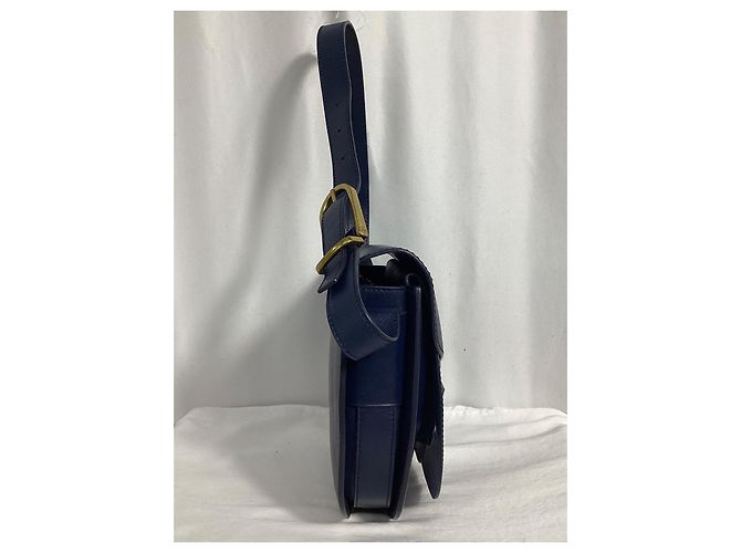 Borsa a spalla con patta Tory Burch in pelle blu navy - vista 11