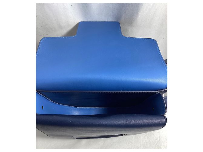 Borsa a spalla con patta Tory Burch in pelle blu navy - vista 14