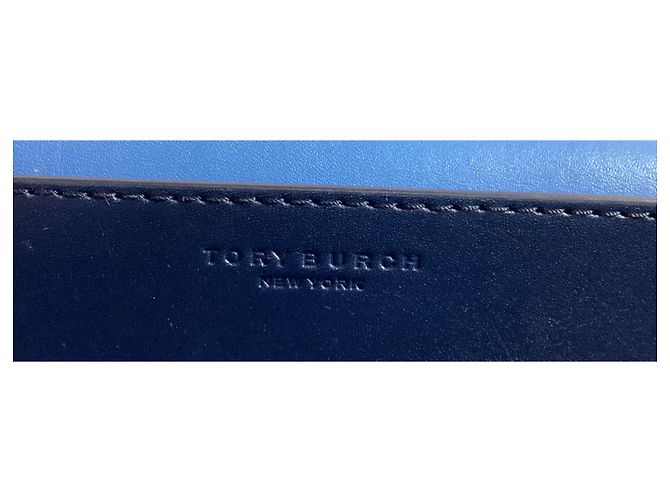 Borsa a spalla con patta Tory Burch in pelle blu navy - vista 15