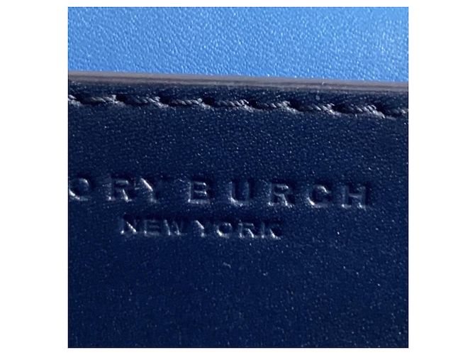 Borsa a spalla con patta Tory Burch in pelle blu navy - vista 6