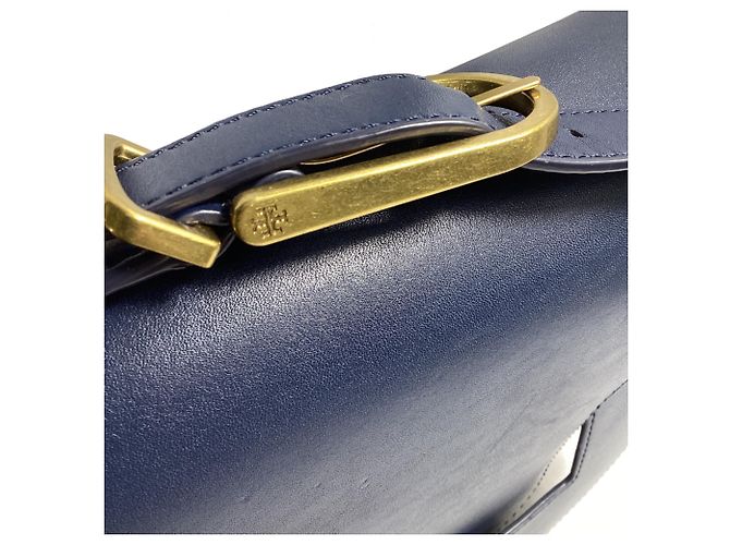 Borsa a spalla con patta Tory Burch in pelle blu navy - vista 7
