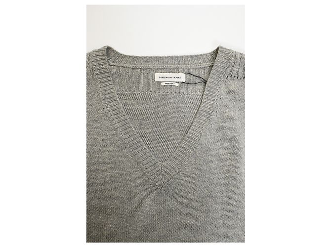 Isabel Marant Etoile V-Ausschnitt Pullover aus grauer Wolle - Ansicht 10