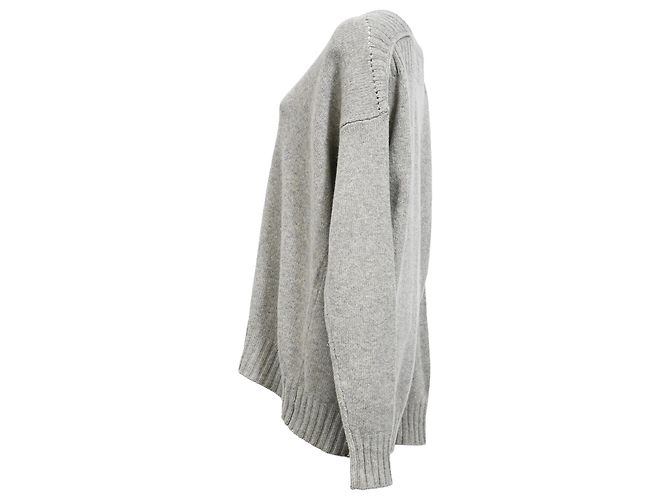 Isabel Marant Etoile V-Ausschnitt Pullover aus grauer Wolle - Ansicht 2