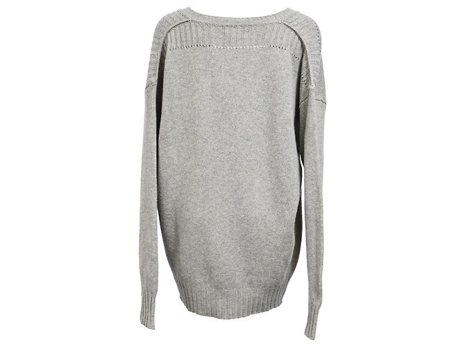 Isabel Marant Etoile V-Ausschnitt Pullover aus grauer Wolle - Ansicht 3