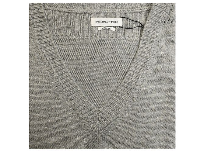 Isabel Marant Etoile V-Ausschnitt Pullover aus grauer Wolle - Ansicht 5