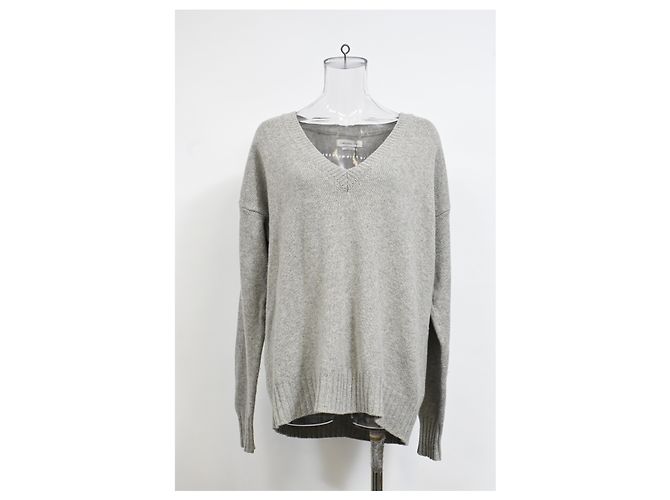 Isabel Marant Etoile V-Ausschnitt Pullover aus grauer Wolle - Ansicht 6