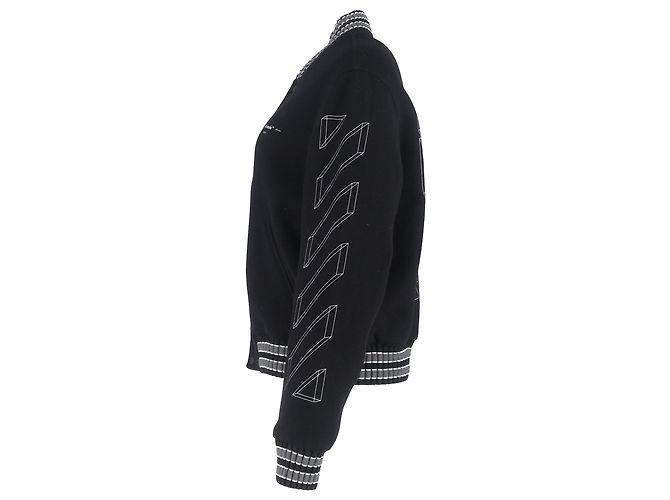 Off White Chaqueta Varsity Off-White Diagonal 3D Lin Skinny en Lana Negra - vista 2