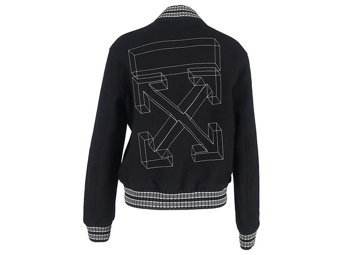 Off White Chaqueta Varsity Off-White Diagonal 3D Lin Skinny en Lana Negra - vista 3