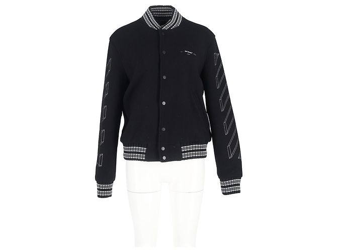 Off White Chaqueta Varsity Off-White Diagonal 3D Lin Skinny en Lana Negra - vista 4