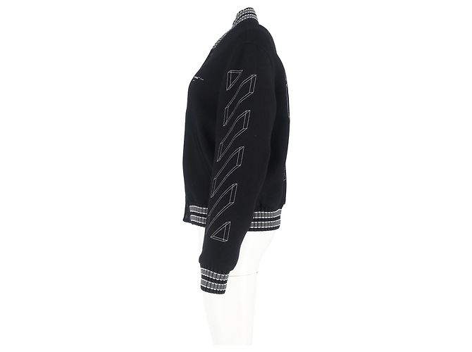 Off White Chaqueta Varsity Off-White Diagonal 3D Lin Skinny en Lana Negra - vista 5