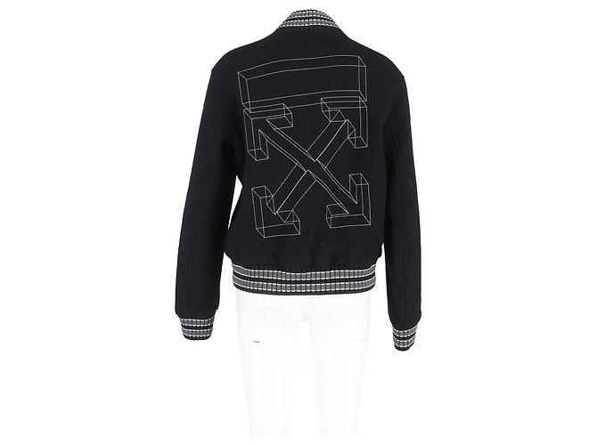 Off White Chaqueta Varsity Off-White Diagonal 3D Lin Skinny en Lana Negra - vista 6