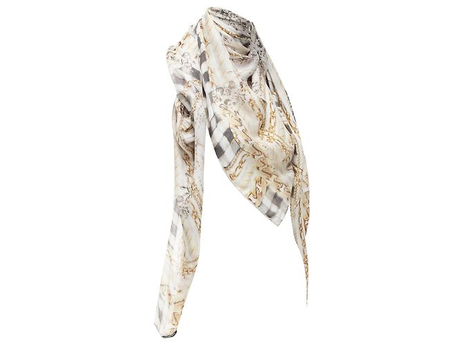 Bufanda Balmain de modal y cachemira con estampado trompe l'oeil de cadena. - vista 3