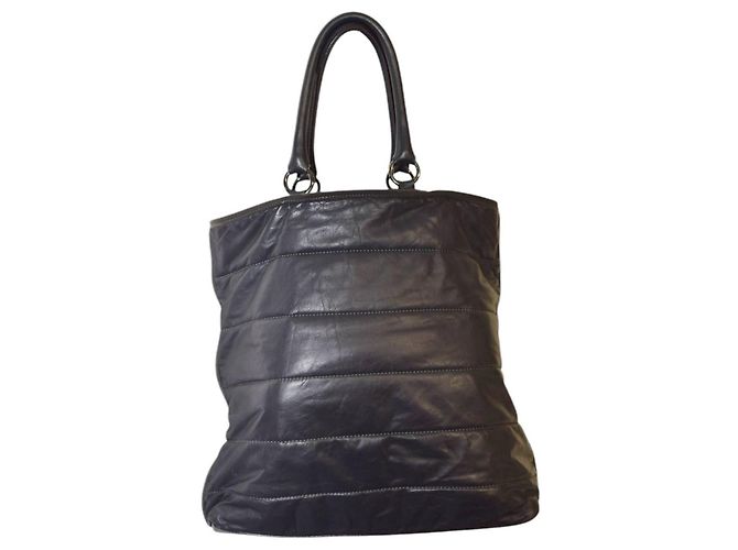 Borsa tote Moncler in pelle e suede grigia Grigio antracite - vista 2