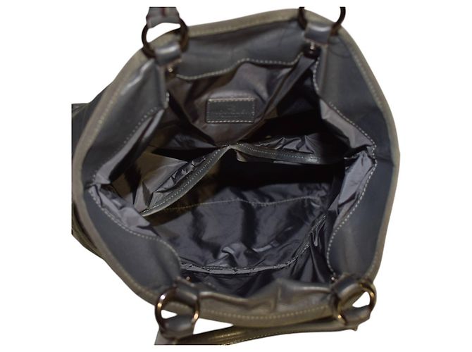 Borsa tote Moncler in pelle e suede grigia Grigio antracite - vista 8