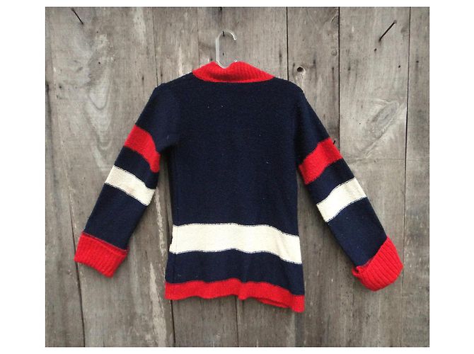 Autre Marque Weste aus Wolle rot und marineblau - Ansicht 2