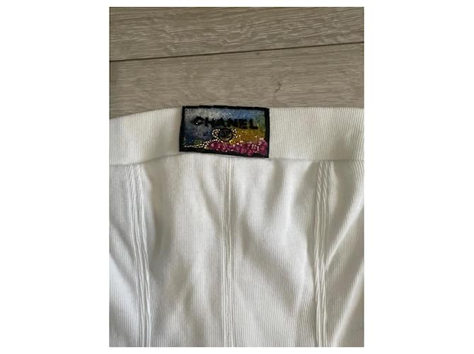 Bustier Chanel blanco de algodón y elastano crop top - vista 2