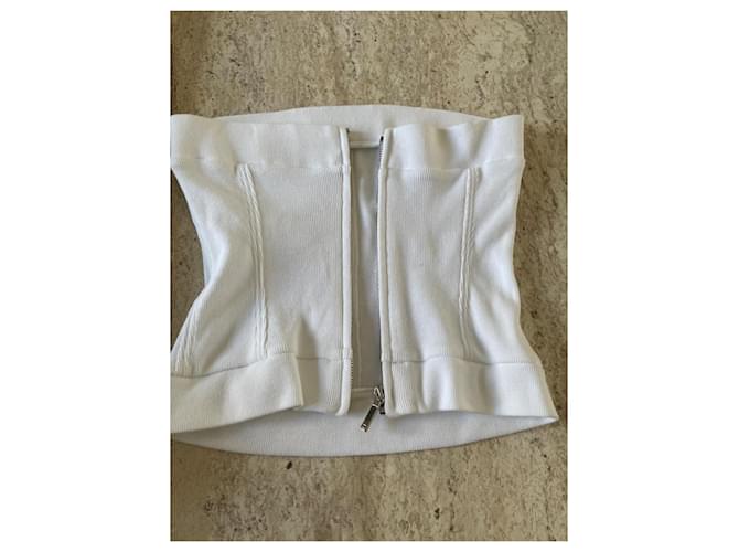 Bustier Chanel blanco de algodón y elastano crop top - vista 4