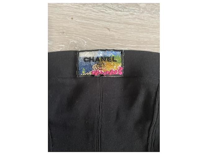 Bustier Chanel Negro de Algodón Elastano Crop Top - vista 2