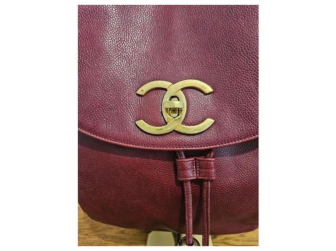 Mochila Chanel de piel burdeos - vista 7