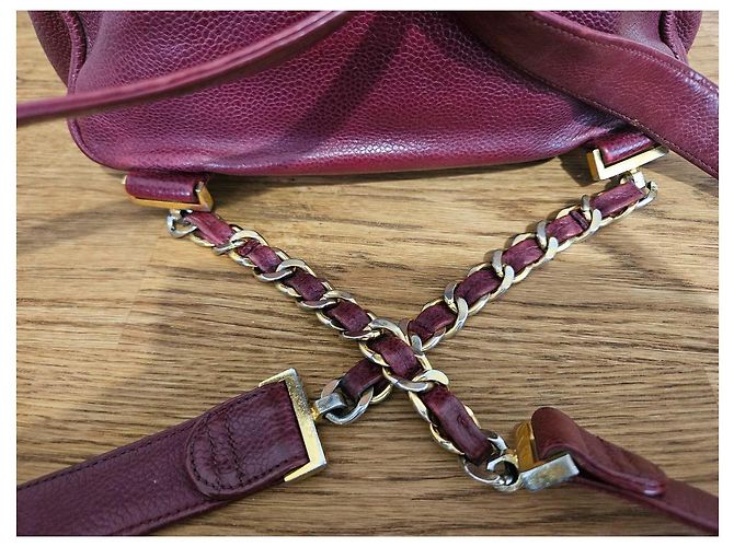 Mochila Chanel de piel burdeos - vista 8