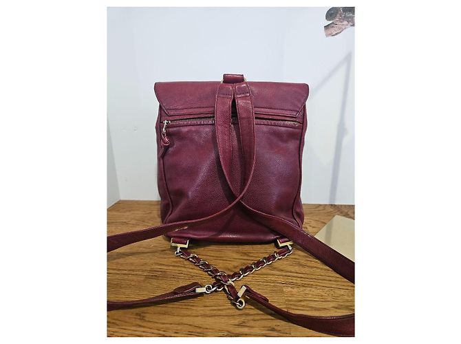 Mochila Chanel de piel burdeos - vista 9