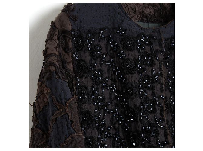 Autre Marque By Walid Veste Manteau FR36 Delya abrigo de seda con patchwork y cuentas UK8 US6 NWT Multicolor - vista 2