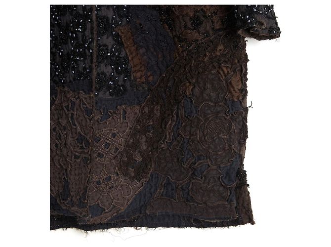 Autre Marque By Walid Veste Manteau FR36 Delya abrigo de seda con patchwork y cuentas UK8 US6 NWT Multicolor - vista 3