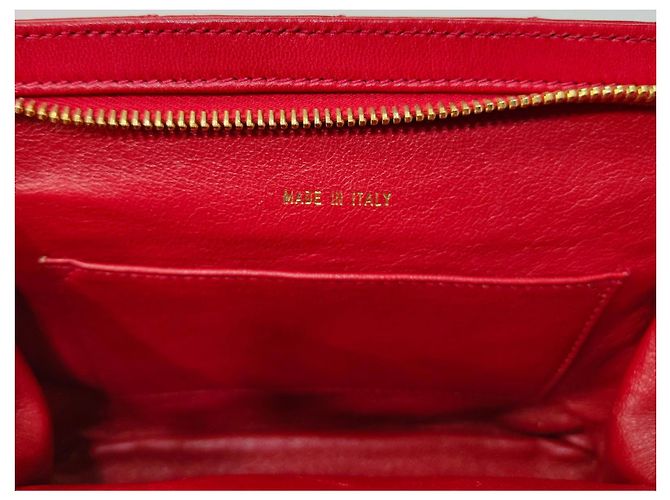 Chanel Tasche aus rotem gestepptem Leder mit Goldkette - Ansicht 6