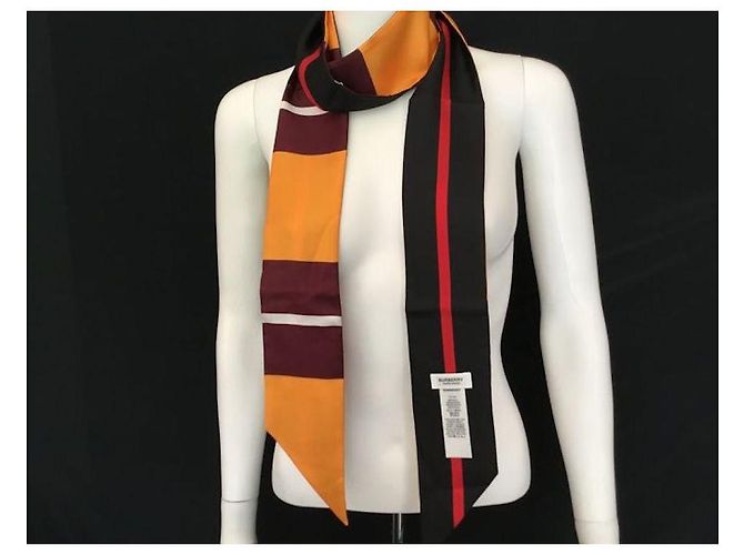 Foulard Choker in Seta Burberry Multicolore - vista 5