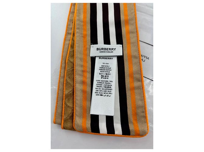 Foulard choker in seta Burberry multicolore - vista 3