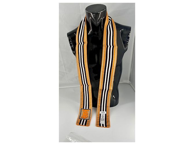 Foulard choker in seta Burberry multicolore - vista 7