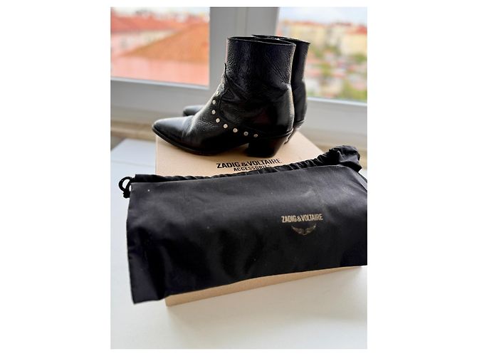 Stivali Zadig & Voltaire in pelle nera con borchie Nero - vista 2