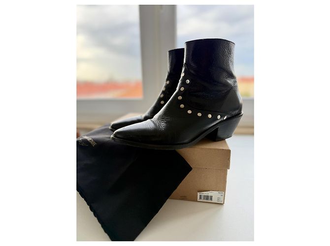 Stivali Zadig & Voltaire in pelle nera con borchie Nero - vista 4