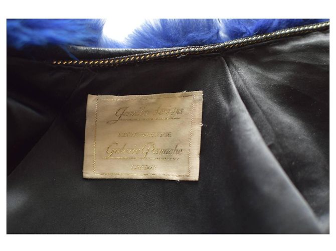 Autre Marque Veste manteau sans col en fourrure bleu électrique Sam Rone Paris taille M - vue 3