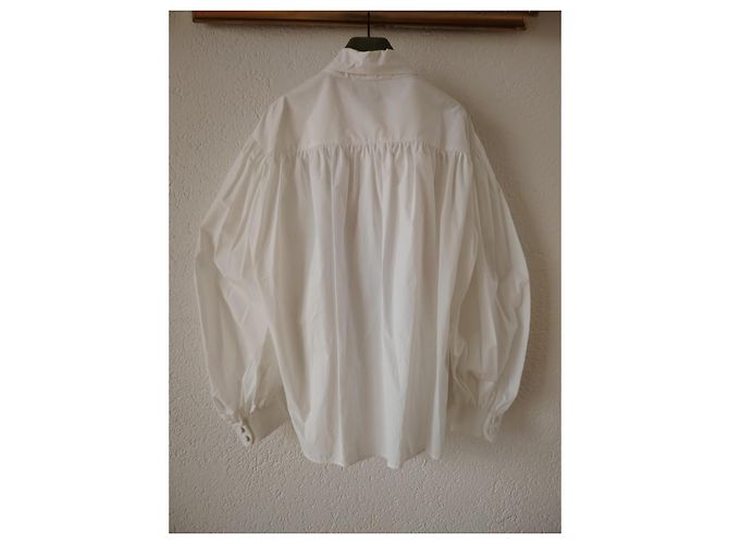 GUCCI CAMICIA BIANCA POPELIN DI COTONE CON FIOCCO AL COLLO. Bianco - vista 3